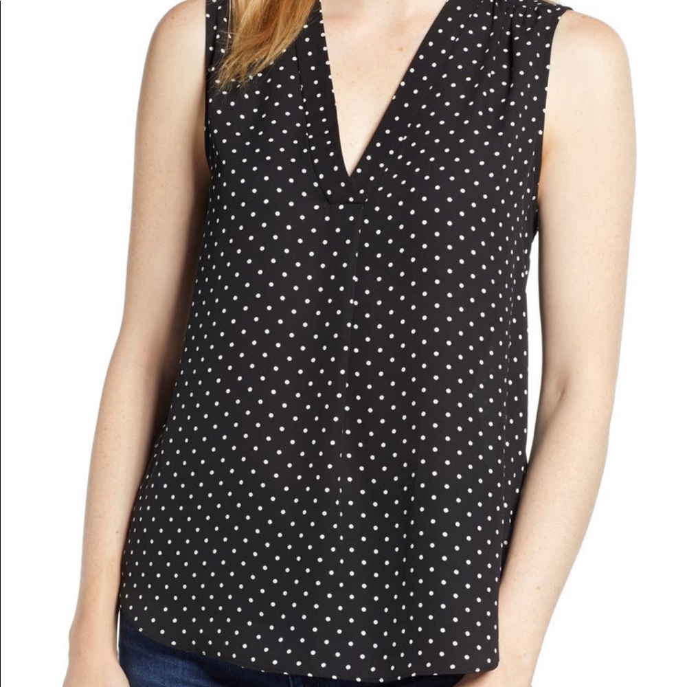 Vince Camuto Polka Dot Sleeveless Blouse